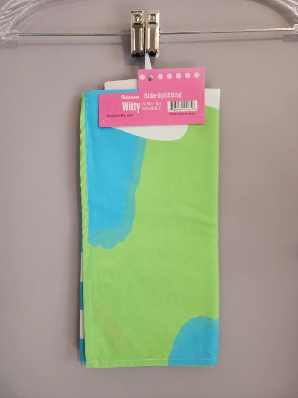 2/$15 Colorful Green & Blue Comedic Mr. Rogers Dish Towel by Drinks on Me